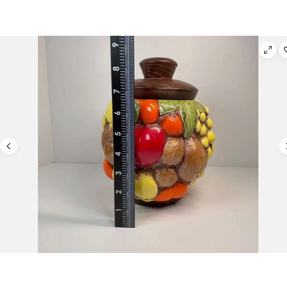 Four Jamar Mallory Ceramic Fruit Cornucopia Canister Cookie Jars Vintage MCM USA